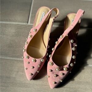 Alex Marie Pink Pearl Embellished Heels